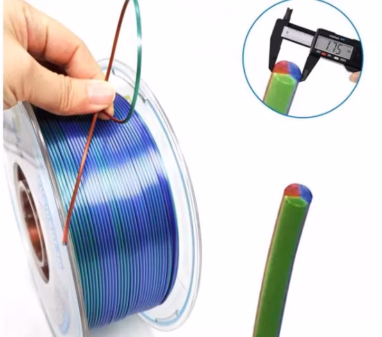 Popular New Tri-Color Silk PLA 3D Printers 3D Pens Red- Blue- Green Filament Silk 3D Printing Material 1.75mm Tangle Free Easy-to-Use DIY 3D Printing Filament