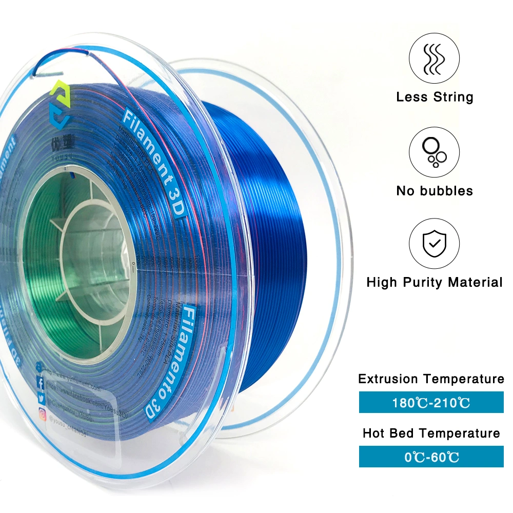 Popular New Tri-Color Silk PLA 3D Printers 3D Pens Red- Blue- Green Filament Silk 3D Printing Material 1.75mm Tangle Free Easy-to-Use DIY 3D Printing Filament