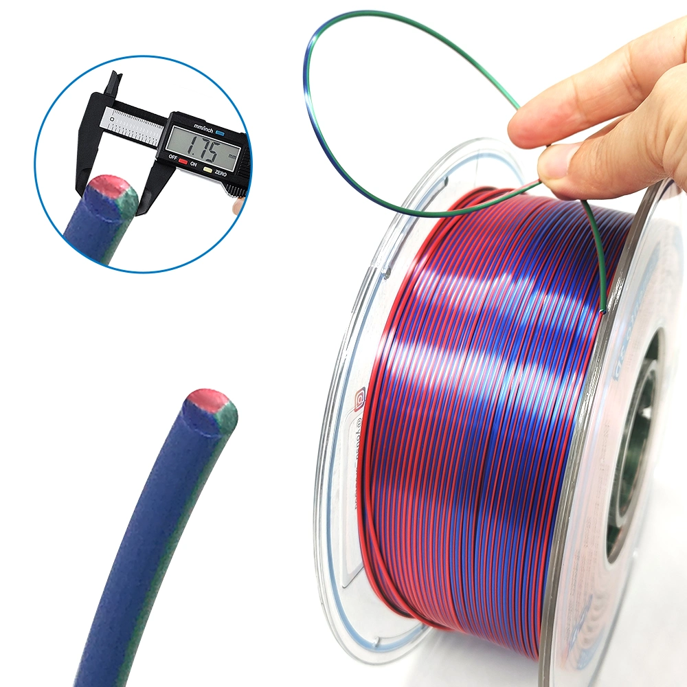 Popular New Tri-Color Silk PLA 3D Printers 3D Pens Red- Blue- Green Filament Silk 3D Printing Material 1.75mm Tangle Free Easy-to-Use DIY 3D Printing Filament