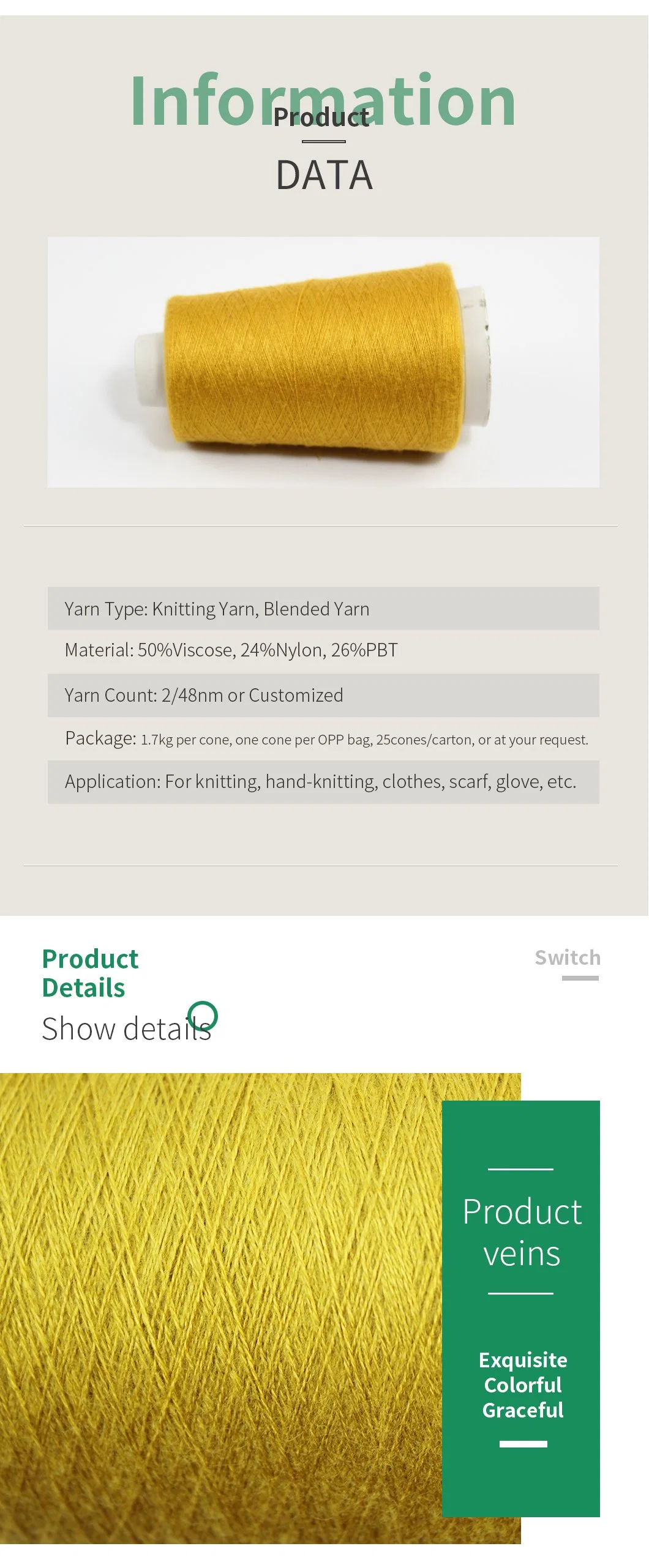 Kingeagle Viscose Nylon PBT Core Spun Yarn Blended Yarn for Sweaters