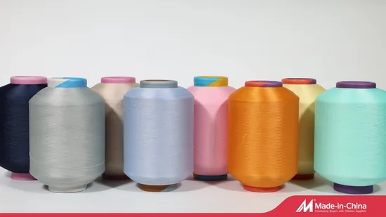 2075/3075/4075 Acy Scy Ddb DTY FDY High Stretch Elastic RW Black Polyester/Nylon Spandex Air Covered Yarn for Seamless Underwear Sportswear Sock Knitting 